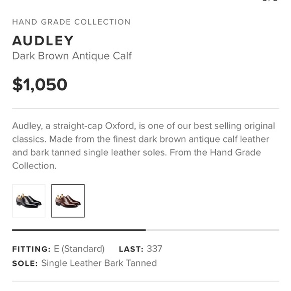 Men’s Crockett & Jones Audrey Brown Calf Leather Oxford Shoes- Size 10 main image 10
